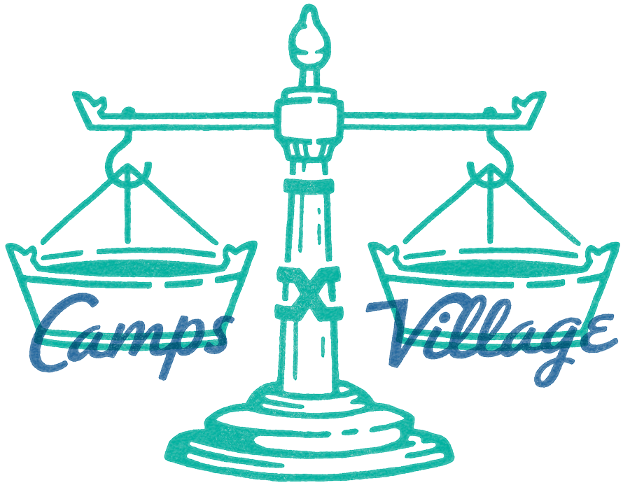 Weighing scales animation balancing between Camp and Village